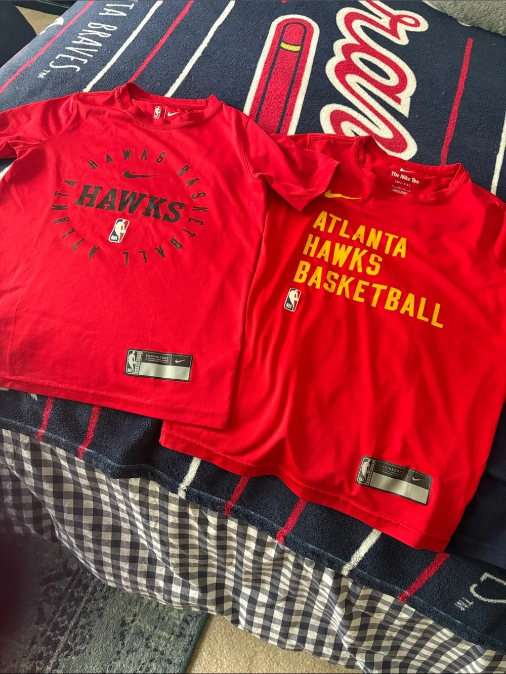 Two VGUC Nike Atlanta Hawks Red Basketball Tees!
